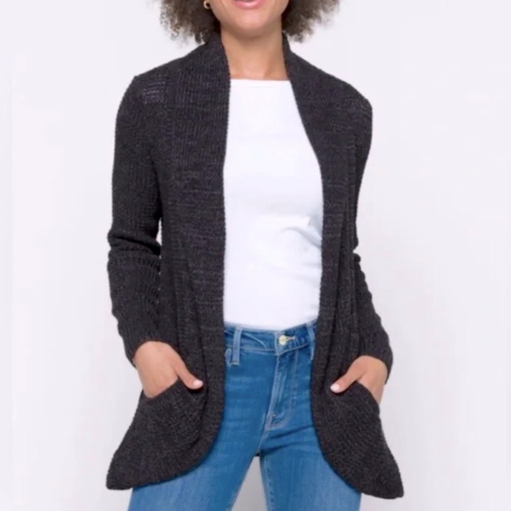 Market & Spruce Tabatha Waffle Knit Cocoon Cardigan Charcoal Size L
